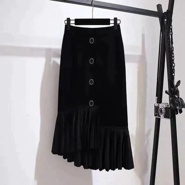 Abigail Knit Pleated Skirt - Black / l - St Vesti | All Womens Skirts Leather Skirts And Maxi Skirts