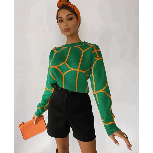 Alice Knit Crew Neck Sweater In Green - Green / s - St Vesti | Shop Women’s Knitwear & Jumpers Online