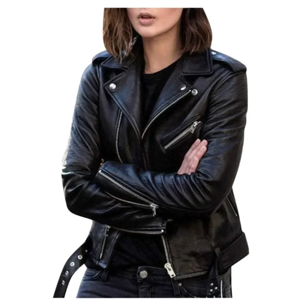 Amy Faux Leather Biker Jacket - Black / s - St Vesti | Coats & Jackets