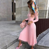 Amy Knit Pleated Midi Dress - Pink / s - St Vesti | All Dresses - Cocktail Dresses Formal Dresses + More.