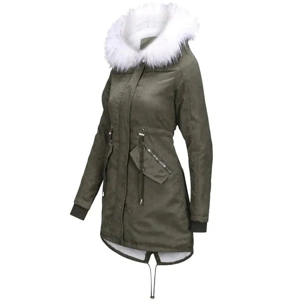 Amy Trench Coat Plus Fur - Green / s - St Vesti | Coats & Jackets