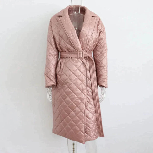 Anna Quilted Longline Coat - Pink / s - St Vesti | Coats & Jackets