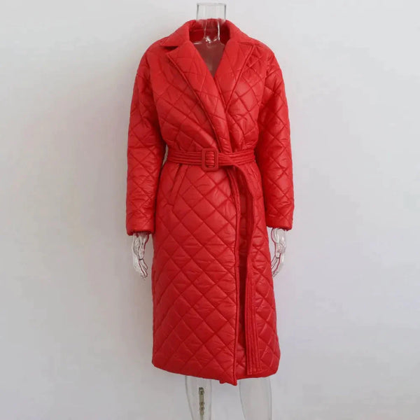 Anna Quilted Longline Coat - Red / s - St Vesti | Coats & Jackets