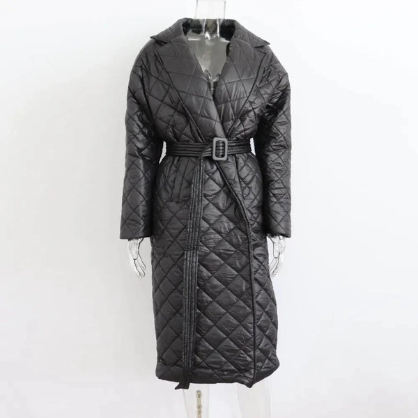 Anna Quilted Longline Coat - Black / s - St Vesti | Coats & Jackets