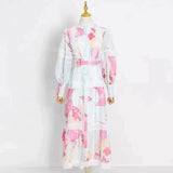 Brenda Floral Chiffon Maxi Dress In White With Pink - White / m - St Vesti | All Dresses - Cocktail Dresses Formal