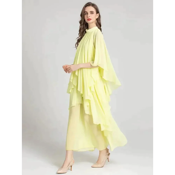 Butterfly Draped Asymmetrical Dusty Rose/yellow Maxi - St Vesti | All Dresses - Cocktail Dresses Formal Dresses + More.