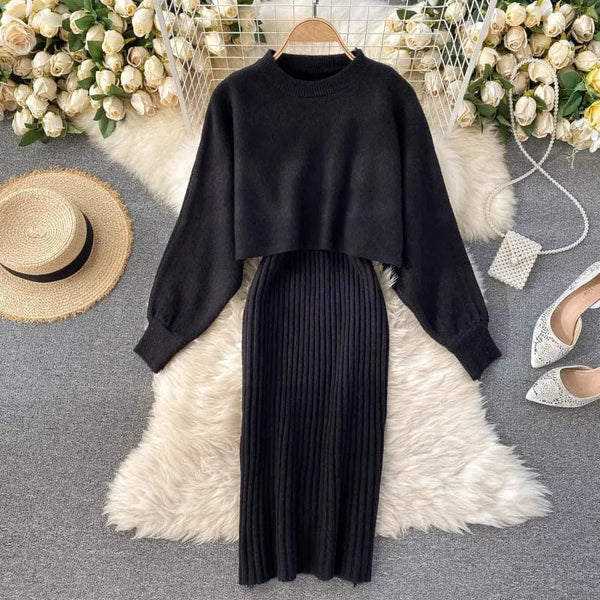 Delilah Knitted Midi Two Piece Set - Black / One Size - St Vesti | All Dresses - Cocktail Dresses Formal Dresses + More.