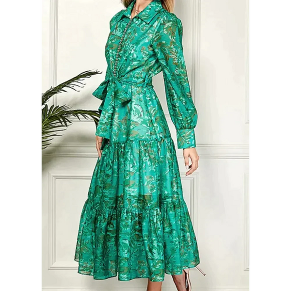 Earth Print Long Sleeve Maxi Dress - St Vesti | All Dresses - Cocktail Dresses Formal Dresses + More.