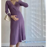 Eva Maternity Knit Midi Dress - Purple / m - St Vesti | All Dresses - Cocktail Dresses Formal Dresses + More.