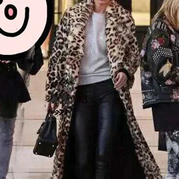 Leopard Long Faux Fur Coat - St Vesti | Coats & Jackets