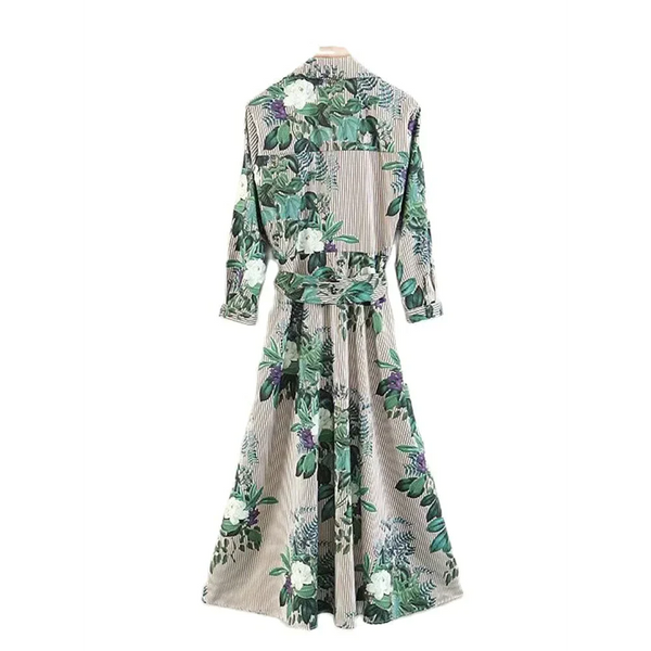 Lily Floral High Waist Maxi Dress In Green - St Vesti | All Dresses - Cocktail Dresses Formal Dresses + More.