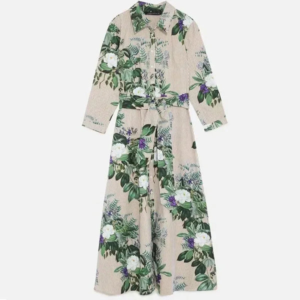 Lily Floral High Waist Maxi Dress In Green - St Vesti | All Dresses - Cocktail Dresses Formal Dresses + More.