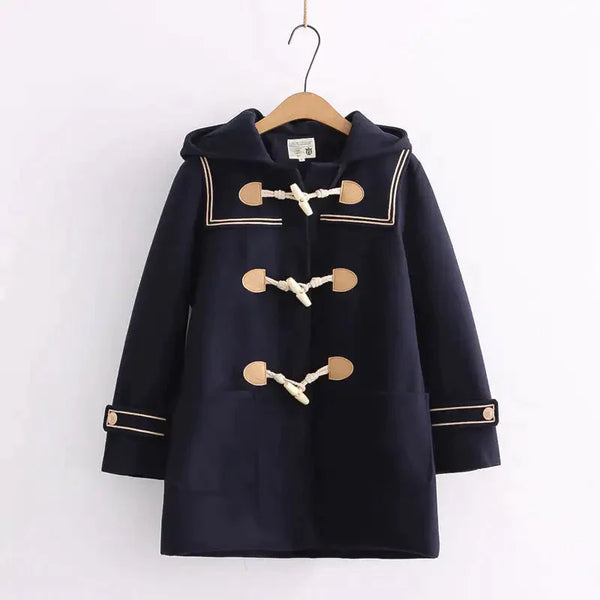 Loose Fitting Jacket With Cute Hood - Navy Blue / l - St Vesti