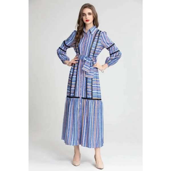 Madoona Striped Maxi Dress In Blue - St Vesti | All Dresses - Cocktail Dresses Formal Dresses + More.