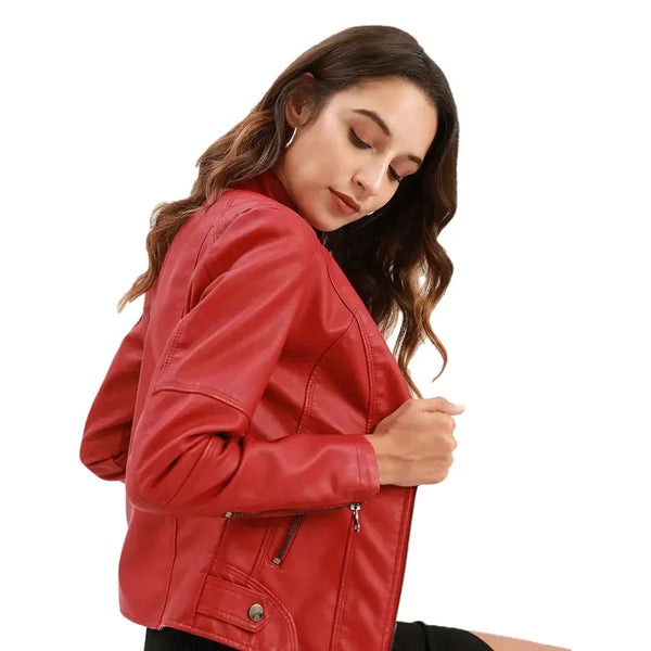 Marie Vegan Leather Jacket - Red / s - St Vesti | Coats & Jackets