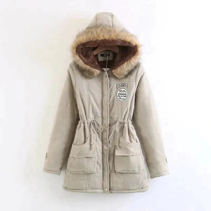 Mid Length Fur Jacket - Khaki / 3xl - St Vesti | Coats & Jackets