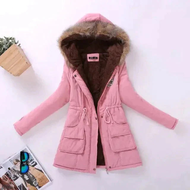 Mid Length Fur Jacket - Pink / 3xl - St Vesti | Coats & Jackets