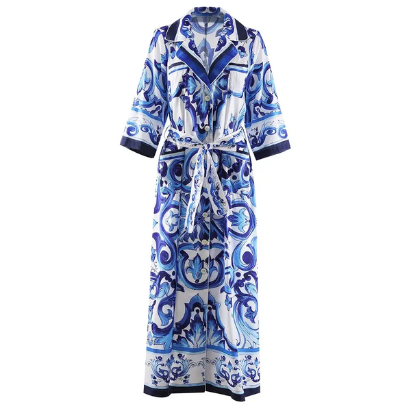 Penelope Midi Dress In Blue & White - Blue / s - St Vesti | All Dresses - Cocktail Dresses Formal Dresses + More.