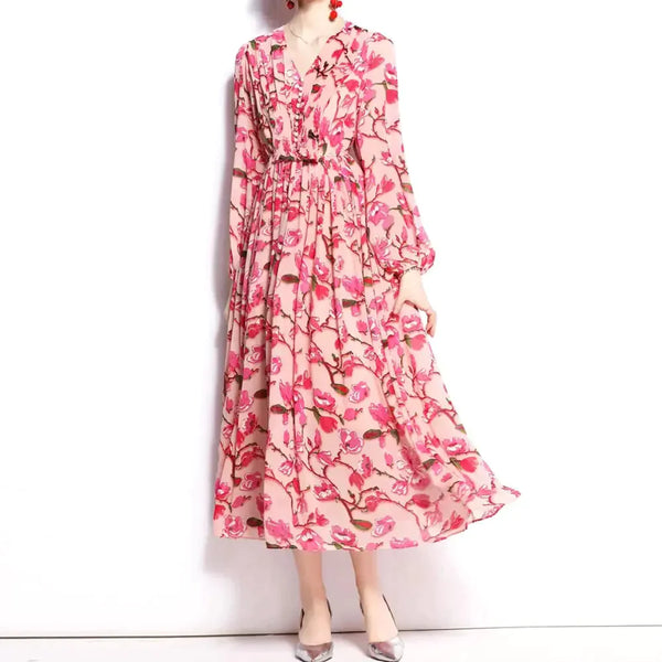 Pink Floral Maxi Dress - Pink / m - St Vesti | All Dresses - Cocktail Dresses Formal Dresses + More.