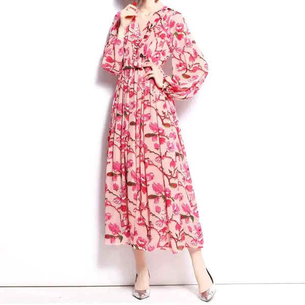 Pink Floral Maxi Dress - Pink / s - St Vesti | All Dresses - Cocktail Dresses Formal Dresses + More.