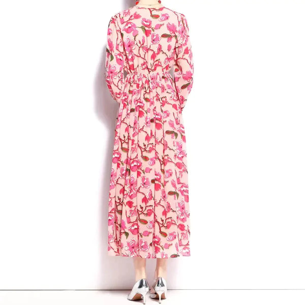 Pink Floral Maxi Dress - Pink / l - St Vesti | All Dresses - Cocktail Dresses Formal Dresses + More.