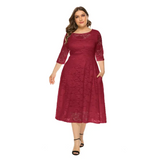 Plus Size Lace Dinner Midi Dress Multi Colour - Red / Xl - St Vesti | All Dresses - Cocktail Dresses Formal Dresses +