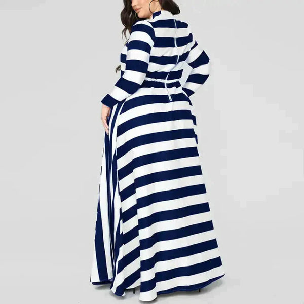 Plus Size Striped Maxi Dress - Blue / l - St Vesti | All Dresses - Cocktail Dresses Formal Dresses + More.