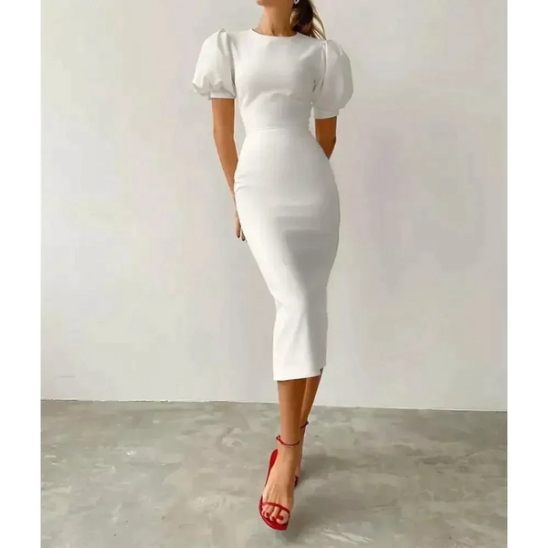 Romilly Puff Sleeve Midi Dress - White / s - St Vesti | All Dresses - Cocktail Dresses Formal Dresses + More.