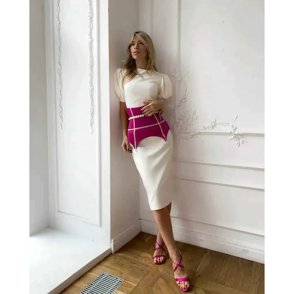 Romilly Puff Sleeve Midi Dress - Pink / s - St Vesti | All Dresses - Cocktail Dresses Formal Dresses + More.