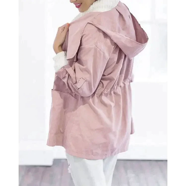 Short Trench Coat With Hoodie - Pink / s - St Vesti | Coats & Jackets