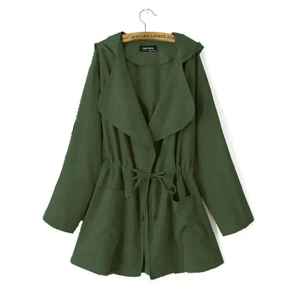 Short Trench Coat With Hoodie - Green / m - St Vesti | Coats & Jackets