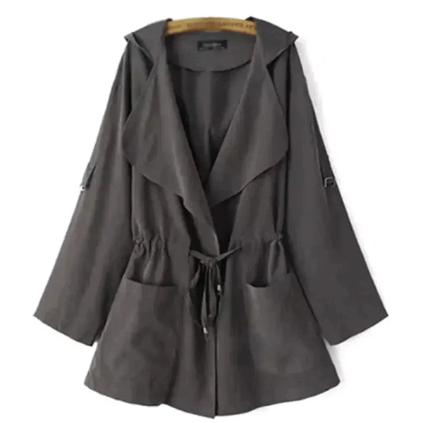 Short Trench Coat With Hoodie - Grey / m - St Vesti | Coats & Jackets
