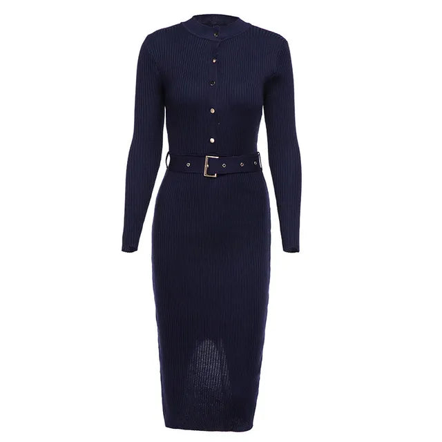 St vesti knit midi dress - navy blue / l - st vesti | all dresses - cocktail dresses formal dresses + more.