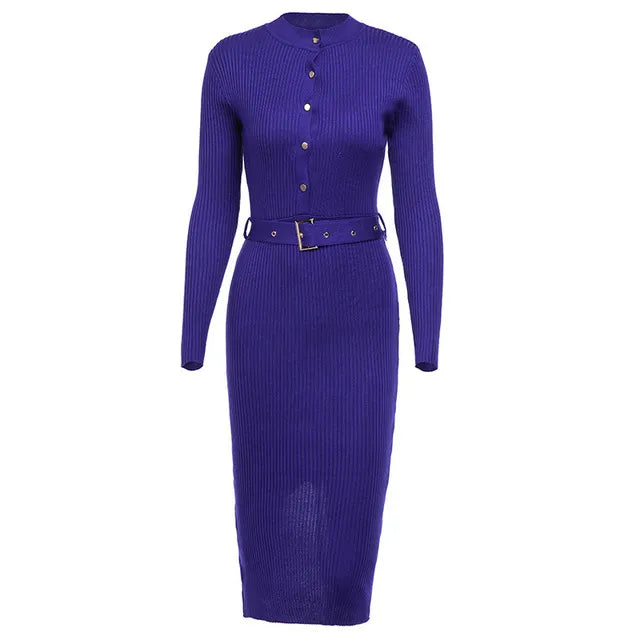 St vesti knit midi dress - royal blue / l - st vesti | all dresses - cocktail dresses formal dresses + more.