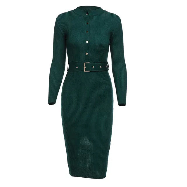 St vesti knit midi dress - green / l - st vesti | all dresses - cocktail dresses formal dresses + more.