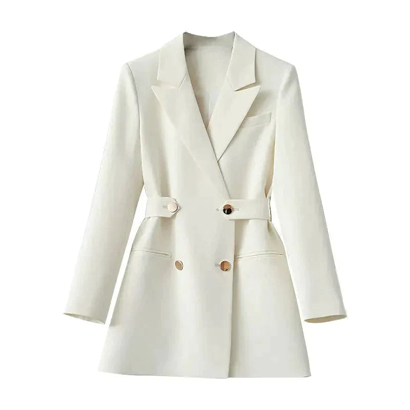 St Vesti - Womens 4 Button Mid Length Jacket - White / s - St Vesti | Blazers & Cardigans