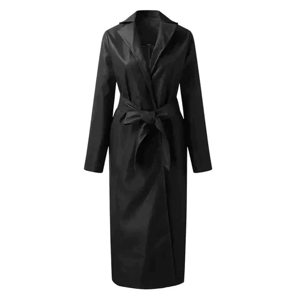 Stacey Vegan Leather Trench Coat In Black - Black / s - St Vesti | Coats & Jackets