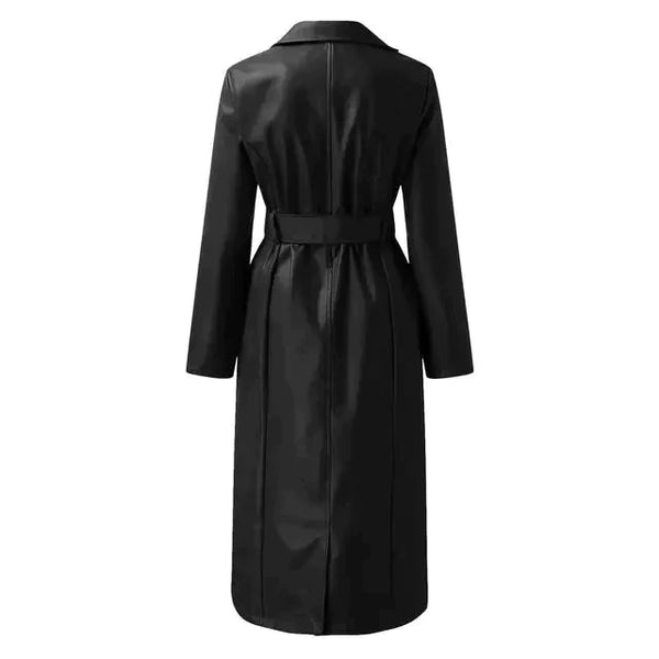 Stacey Vegan Leather Trench Coat In Black - St Vesti | Coats & Jackets
