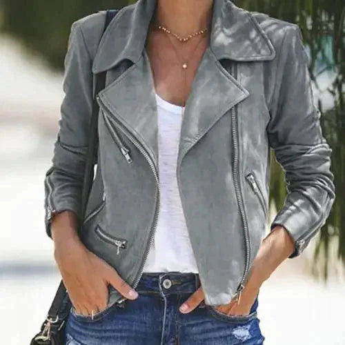 Tia Vegan Leather Jacket - Grey / s - St Vesti | Coats & Jackets