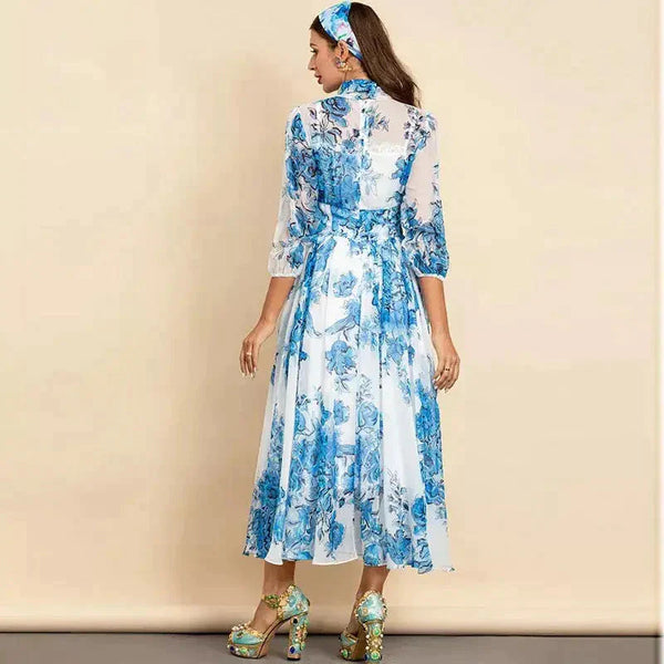 Tina Rich Floral-print Ruffled Midi Dress - St Vesti | All Dresses - Cocktail Dresses Formal Dresses + More.