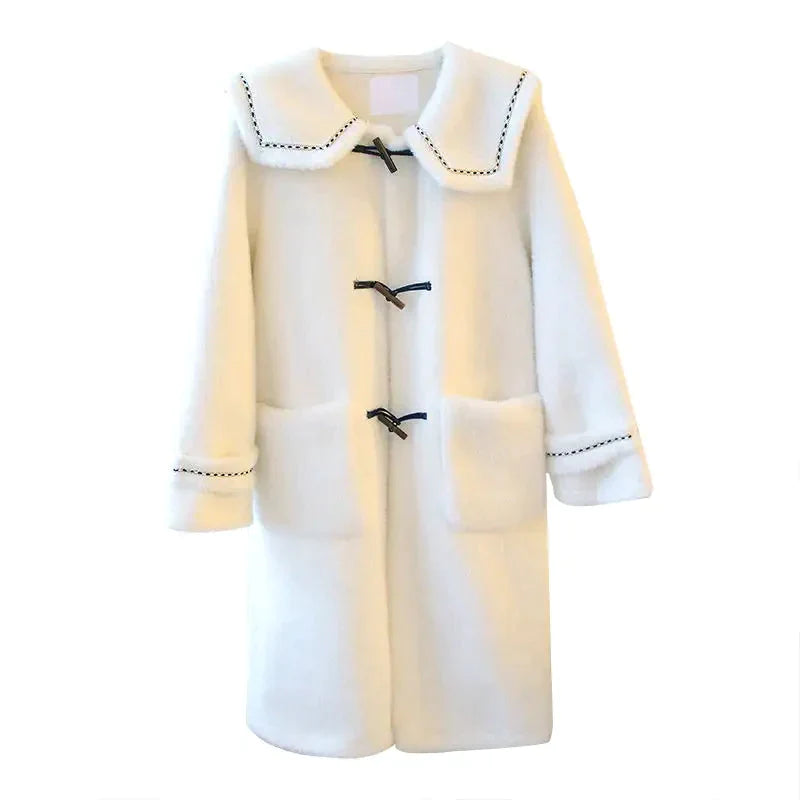 Vegan Fur Mid Length Coat - White / s - St Vesti | Coats & Jackets