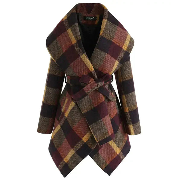 Vera Plaid Coat - Brown / 3xl - St Vesti | Coats & Jackets