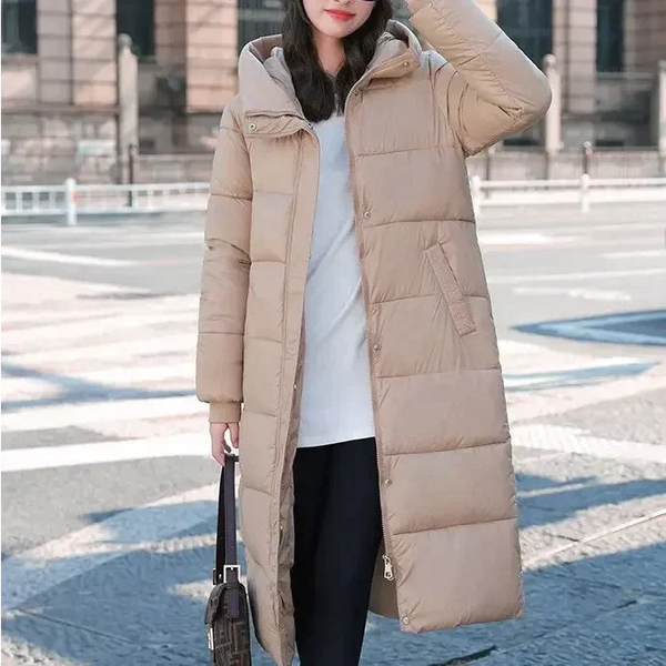 Women’s Travel-lite Long Line Hooded Puffer Jacket - Khaki / m - St Vesti | Coats & Jackets